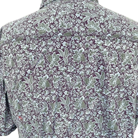 John‎ Varvatos Blue Purple Floral Short Sleeve Button Down Top Size Small - Picture 6 of 9
